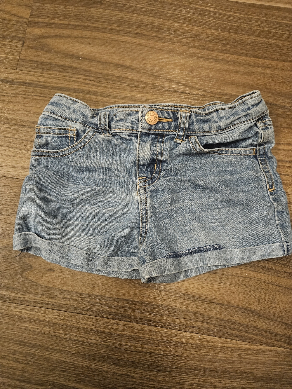 Cherokee Girls Size 6/6X Denim Jean Shorts Adjustable Waist Cuffed